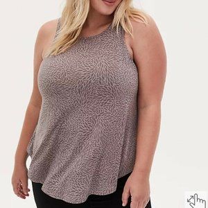 Torrid Pebble Grey Abstract Floral Studio Knit High Neck Tank Size 1 NWT 14/16